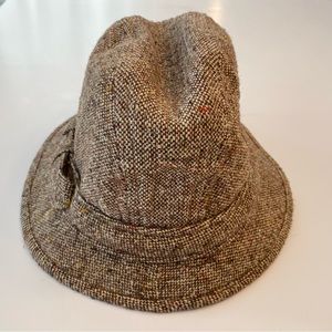 Vintage Fedora Hat Unisex John Wanamaker Wool Tweed Brown Tan Small 6 7/8 Union